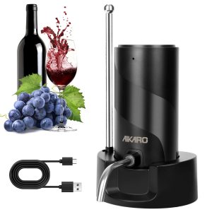 AIKARO - Electric Wine Aerator Pourer Rechargeable Automatic Electronic Decanter with Base