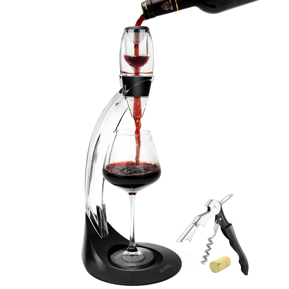 AIKARO Wine Air Aerator Pourer Red Wine Decanter with Filter, Stand and Corkscrew (Set)