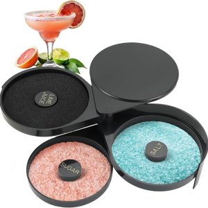 3-Tier Bar Glass Rimmer Bartender Tool with Sponge | Margarita Salt Rimmer Set,Salt Rimmer for Cocktails