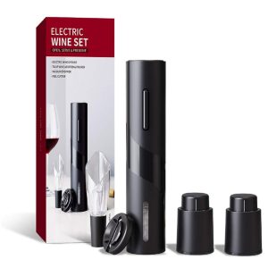 Electric Wine Bottle Opener Set Cork Remover Corkscrew Aerator Pourer Vacuum Stopper Foil Cutter Automatic Wine Opener Kit, Rechargeable