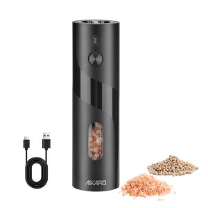 AIKARO - Electric Salt and Pepper Mill Automatic Spice Grinder, Rechargeable