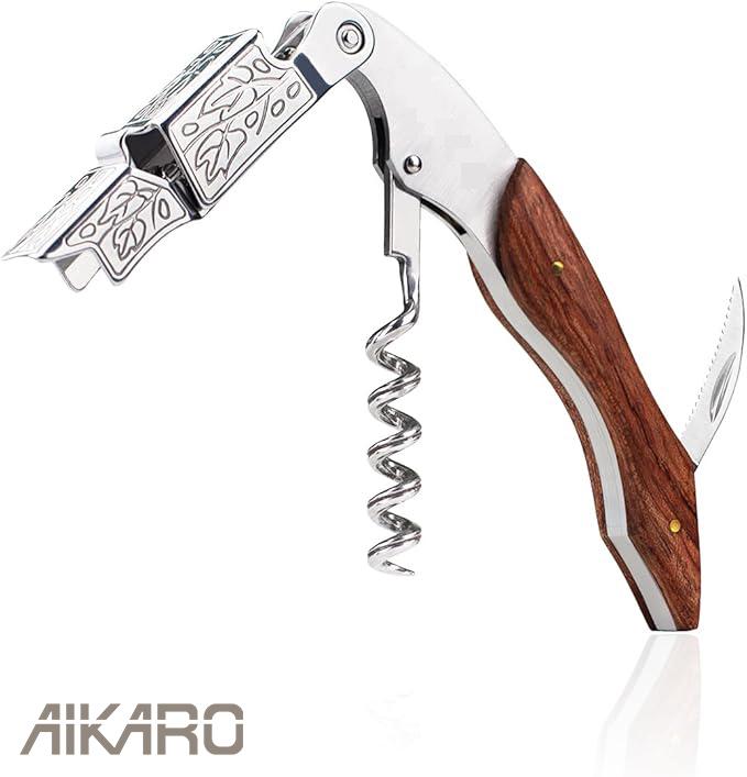 Professional Wine Opener Corkscrew, Manual Waiter's Corkscrew Key for Bartenders & Home Use, Engraving of the recipient's name