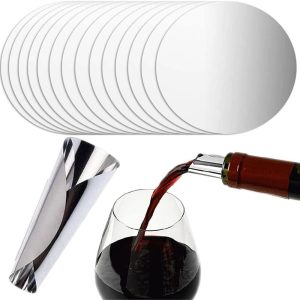 Wine Pourer, Wine Stopping Pour Spout Disks, Aluminum Foil Wine Pourer, Wine Spout Pourer, Thin Wine Pourer, Silver