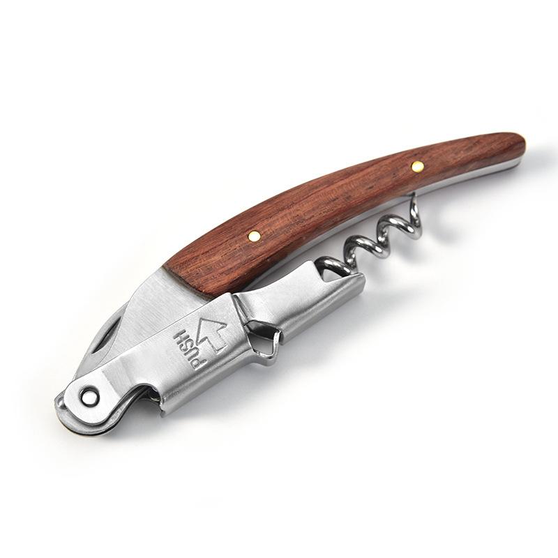 Personalized Waiters Corkscrew Wine & Beer Bottle Opener Wooden Cork Opener, Engraving of the recipient's name